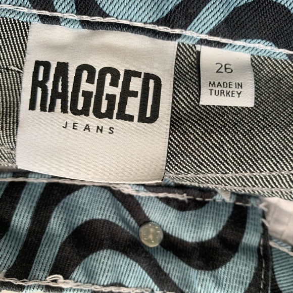 NWT Psychedelic Black & Blue Ragged Jeans Urban Outfitters Size 26 - Picture 14 of 15